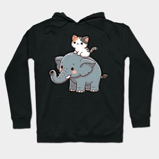 Cat rides elephant Hoodie